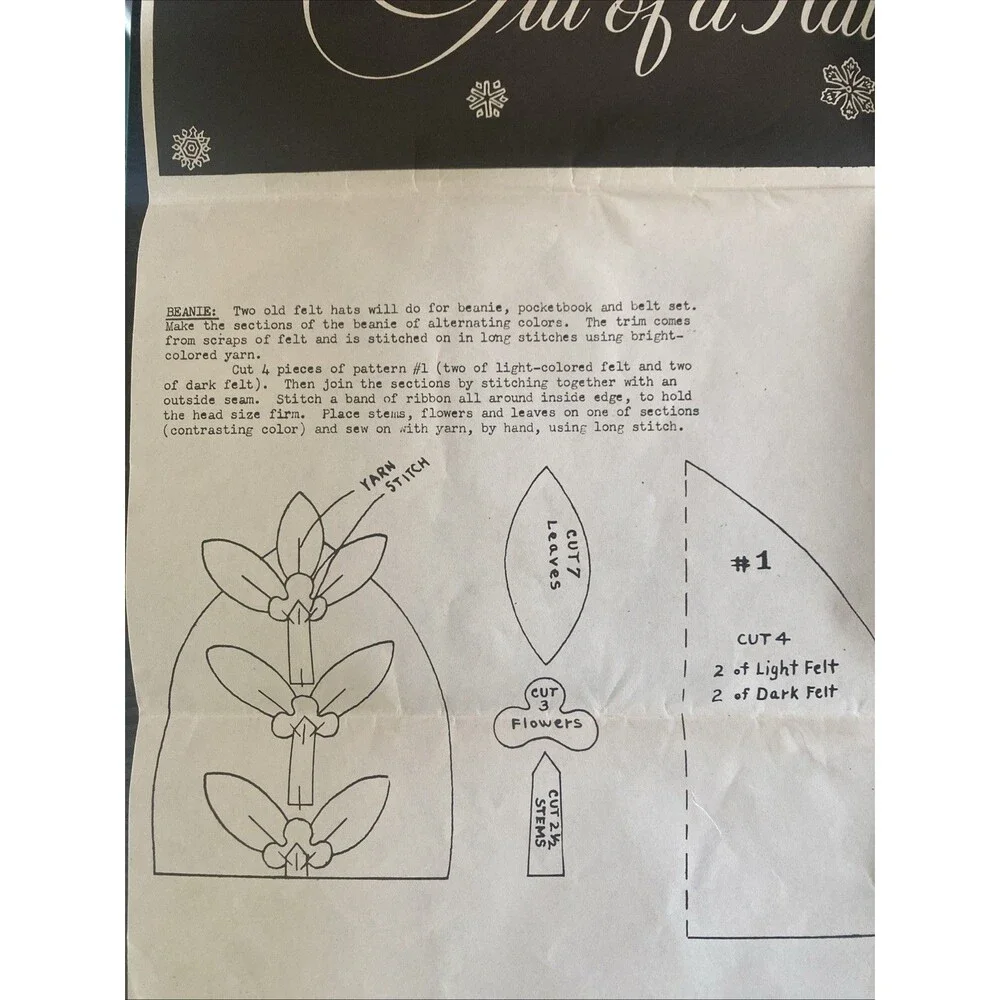 Country Gentleman Sewing Pattern 1945 - Handbag and Beanie #1022-CG UNCUT FF